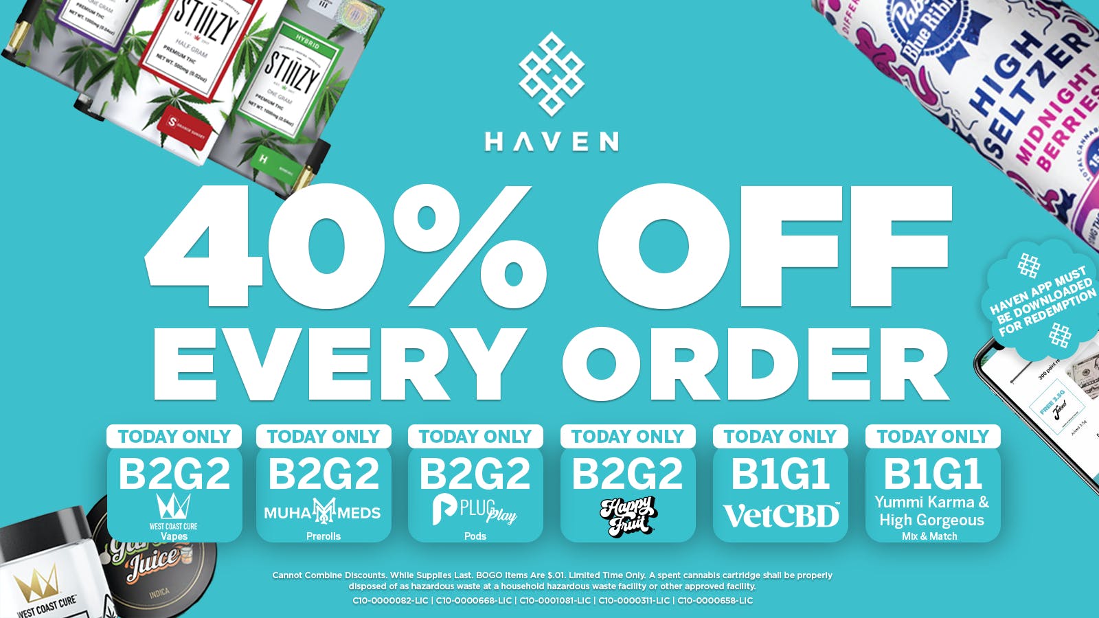 HAVEN Cannabis Marijuana and Weed Dispensary - Fresno 40% Off Every Order