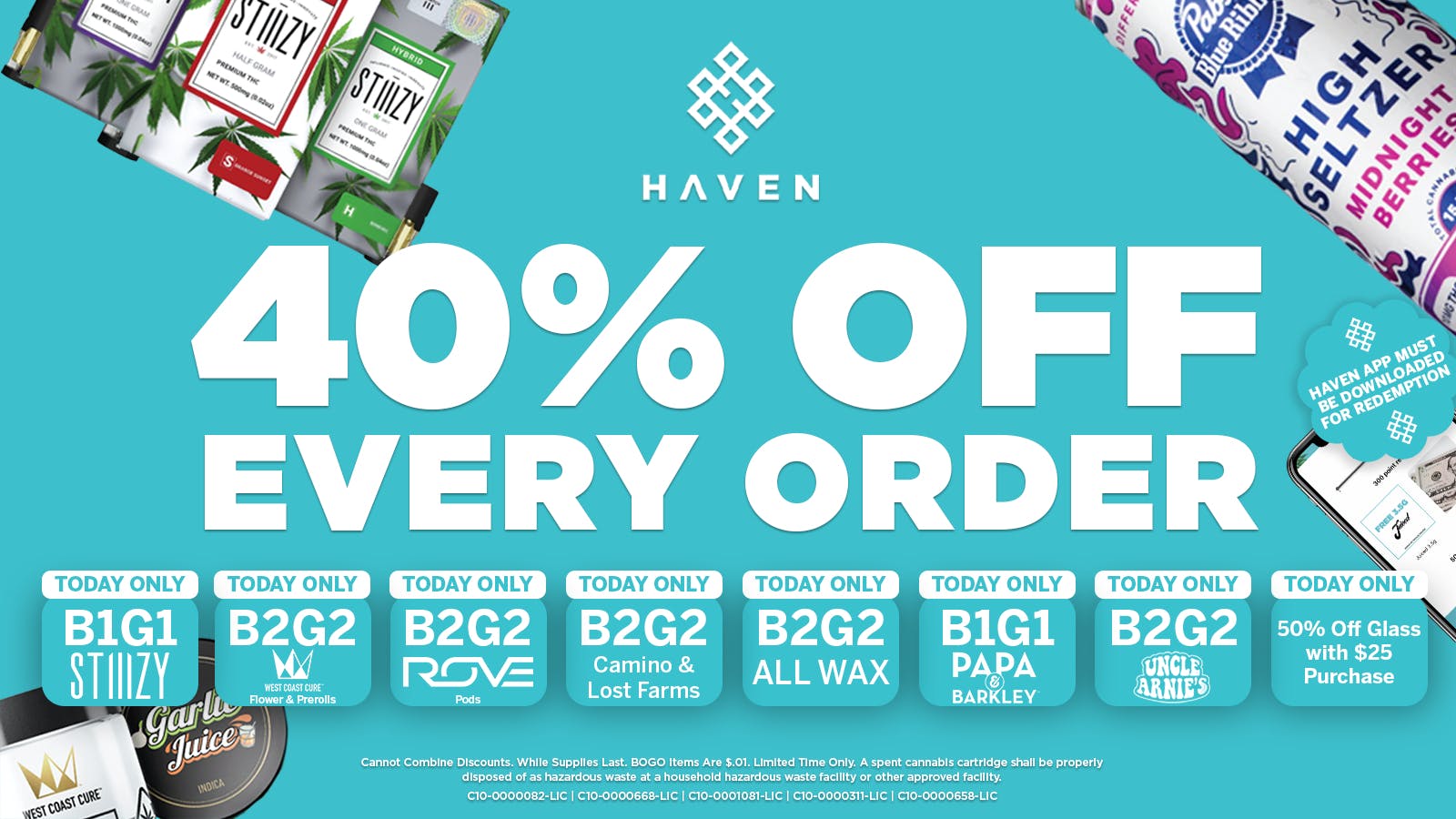 HAVEN Cannabis Marijuana and Weed Dispensary - Fresno 40% Off Every Order