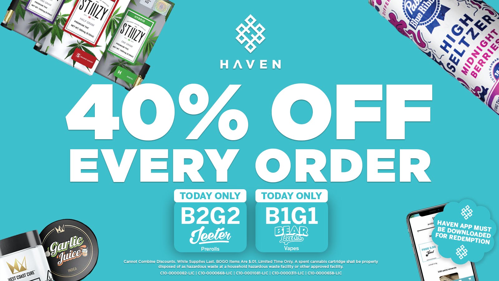 HAVEN Cannabis Marijuana and Weed Dispensary - Downtown Long Beach 40% Off Every Order