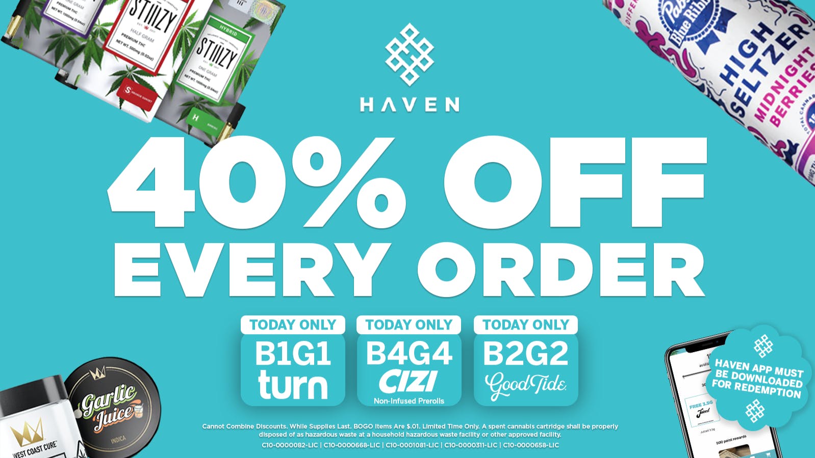 HAVEN Cannabis Marijuana and Weed Dispensary - Fresno 40% Off Every Order