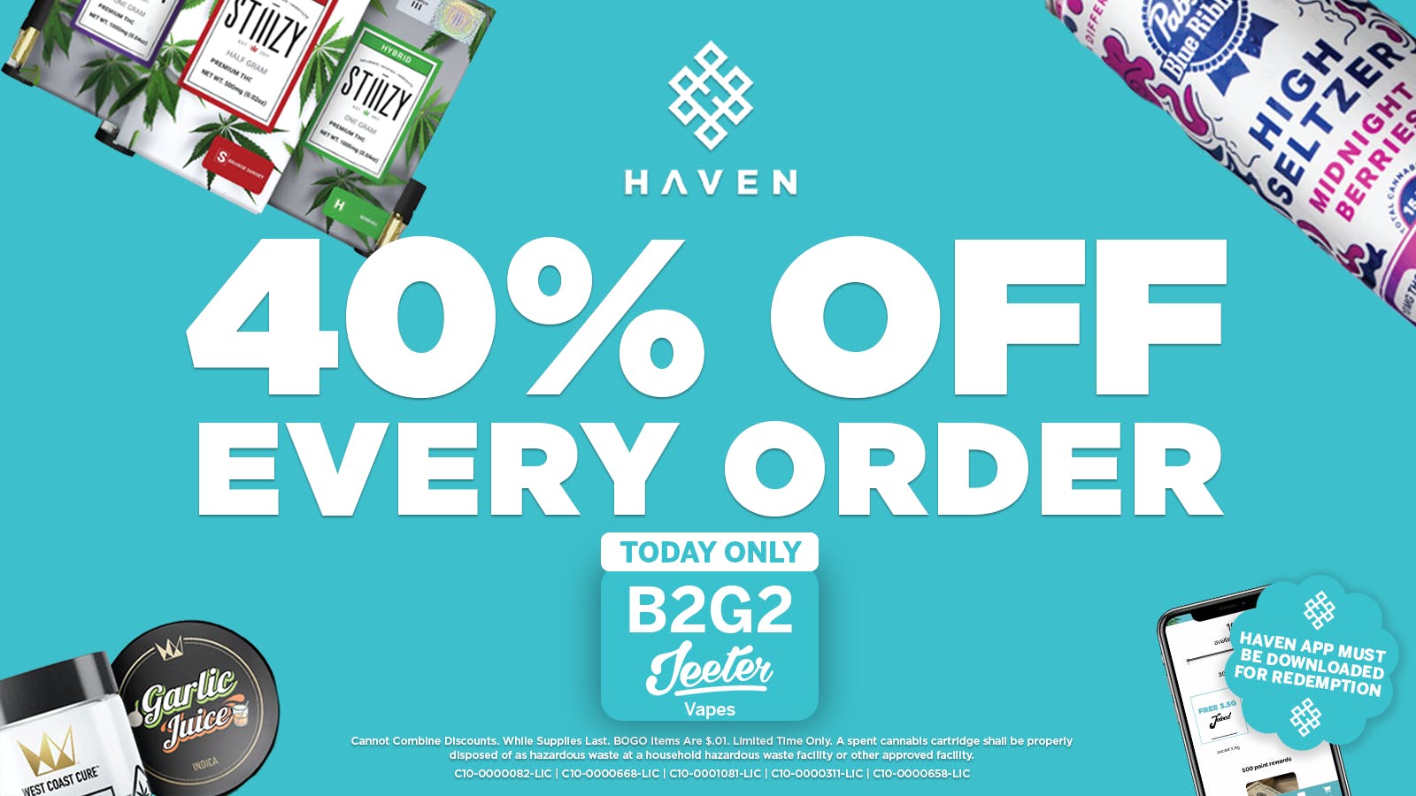 HAVEN Cannabis Marijuana and Weed Dispensary - Fresno 40% Off Every Order