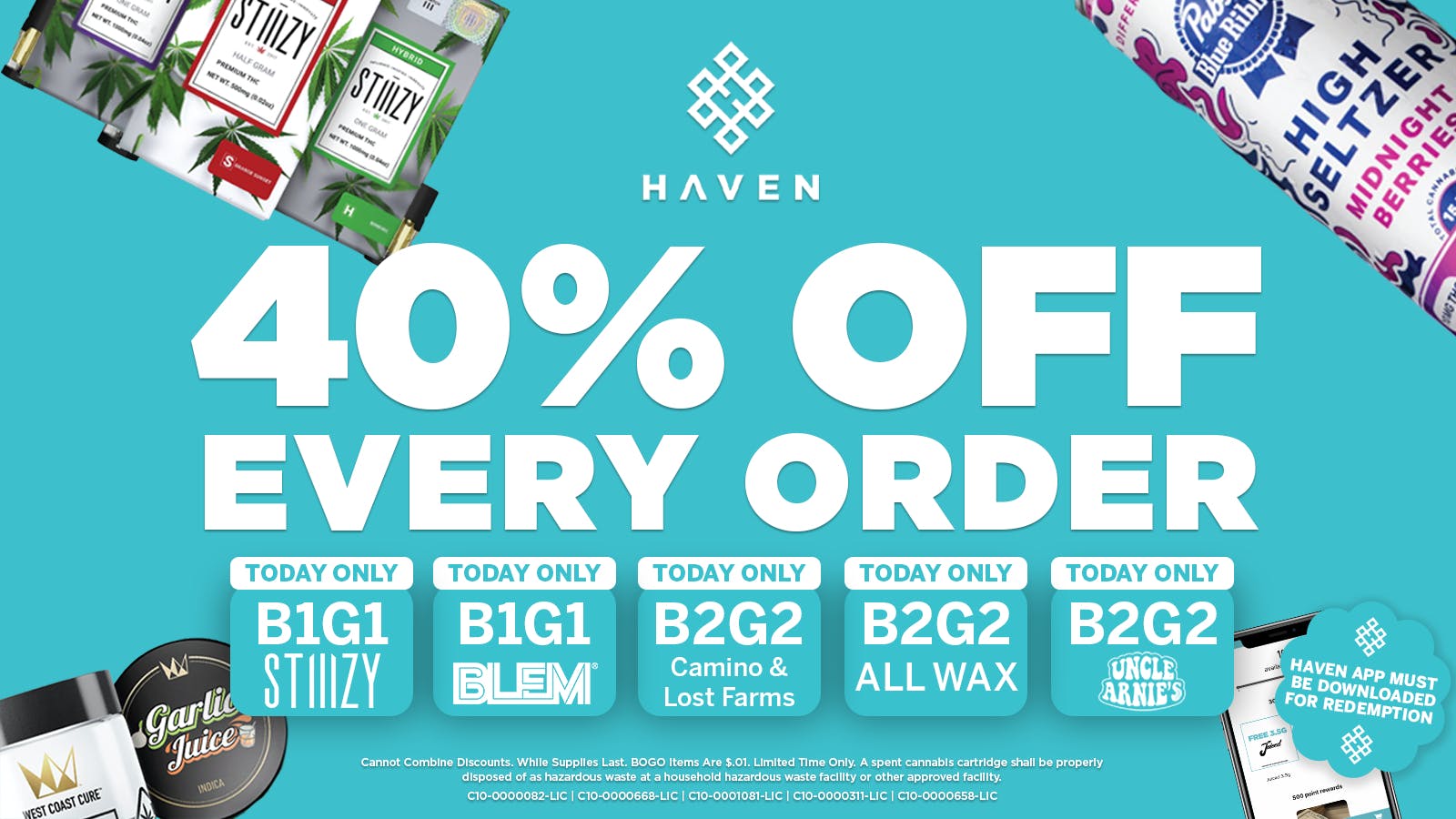 HAVEN Cannabis Marijuana and Weed Dispensary - Corona 40% Off Every Order