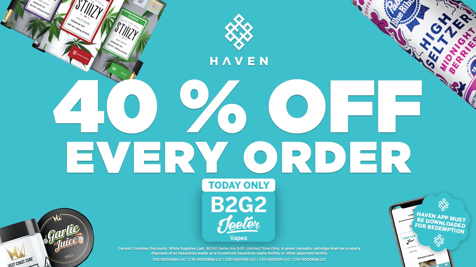 HAVEN Cannabis Marijuana and Weed Dispensary - Fresno 40% Off Every Order