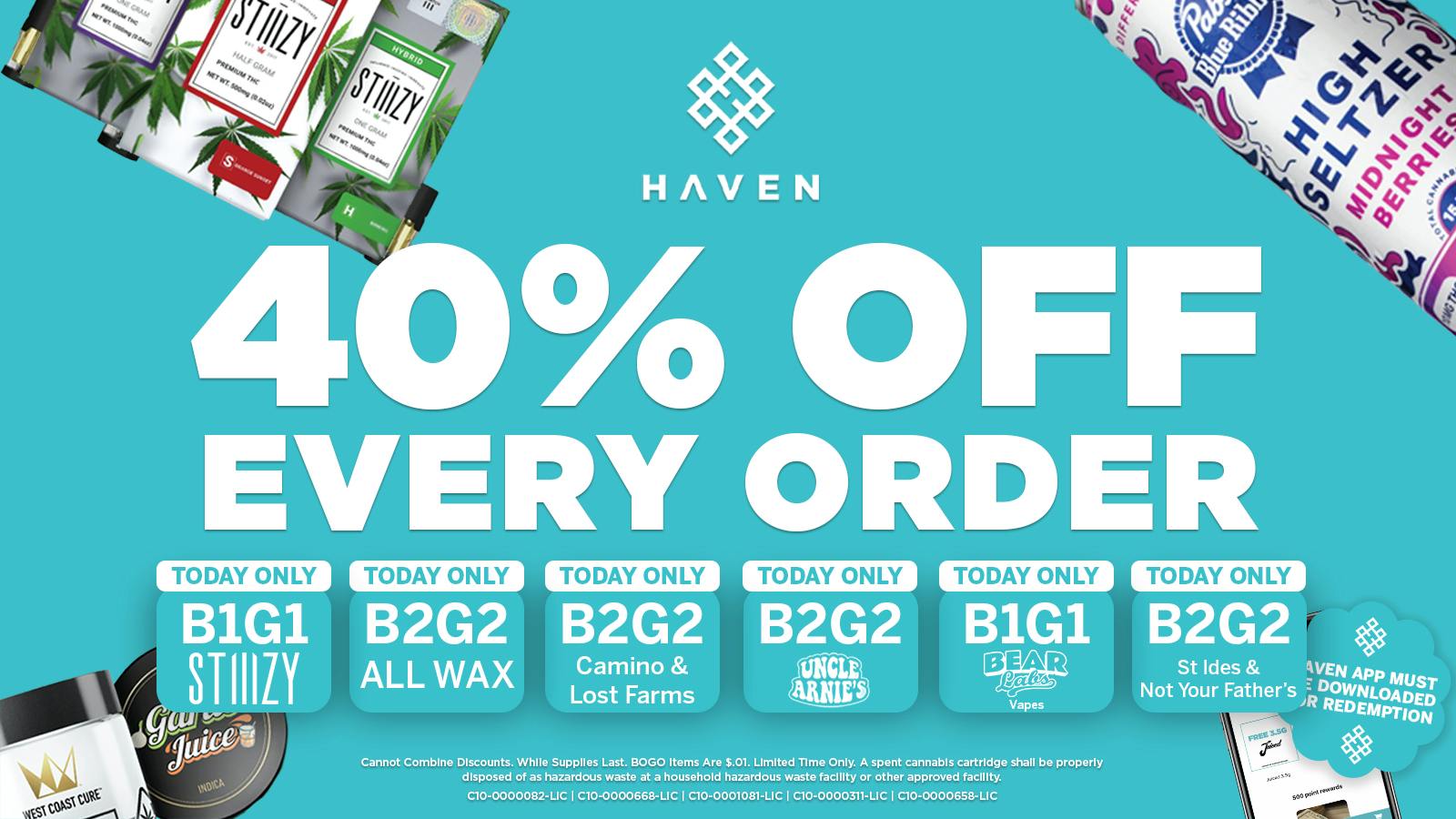 HAVEN Cannabis Marijuana and Weed Dispensary - Maywood 40% Off Every Order