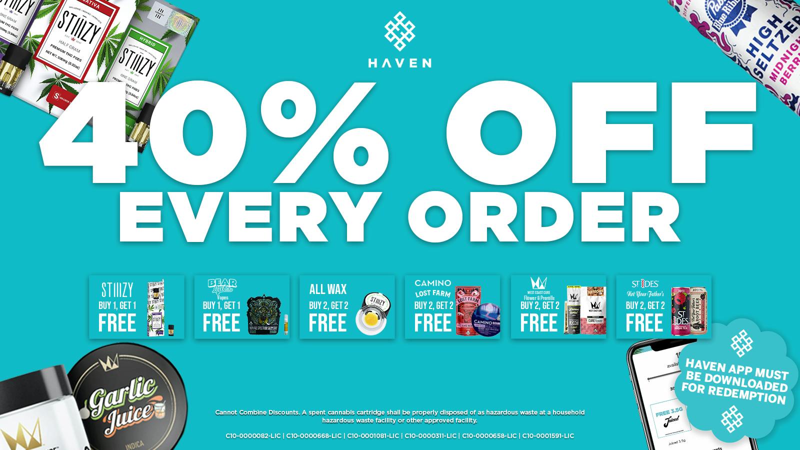 HAVEN Cannabis Marijuana and Weed Dispensary - Paramount 40% Off Every Order