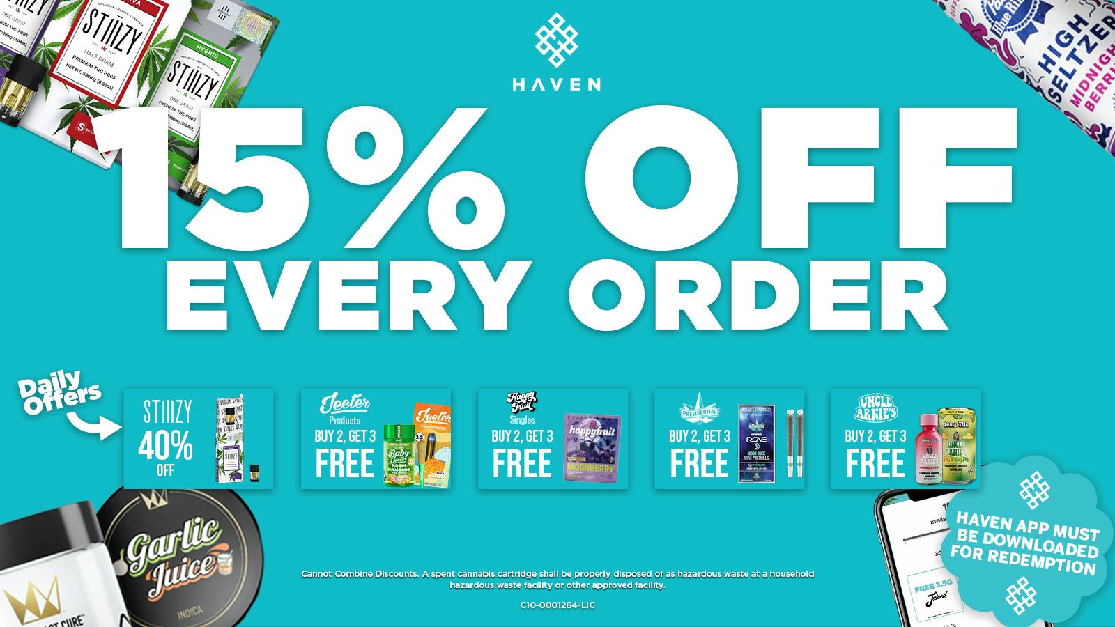 HAVEN Cannabis Marijuana and Weed Dispensary - Orange County 15% Off All Orders + Daily Deals