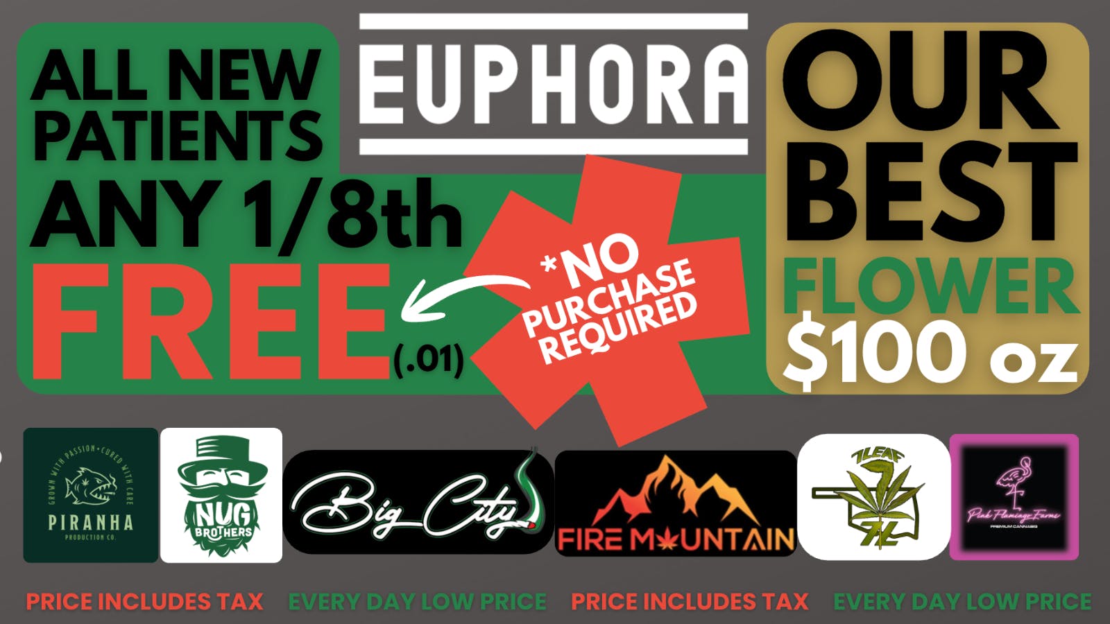 Euphora - E. 61st Happy Holidays wFree 1/8ths (.01) for New Patients