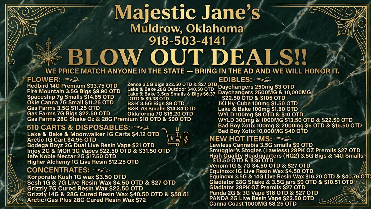 Majestic Jane 25 & 35% OFF EDIBLES! ZENOA 3.5G ($22.50 OTD)