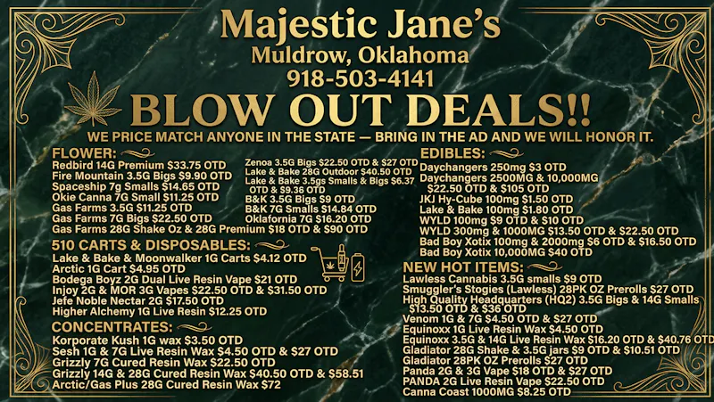 Majestic Jane 25 & 35% OFF EDIBLES! ZENOA 3.5G ($22.50 OTD)