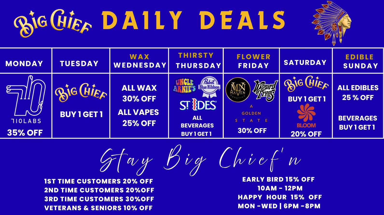 Big Chief Cannabis Dispensary BIG CHIEF DAILY DEALS