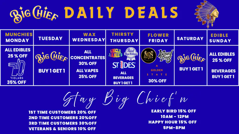 Big Chief Cannabis Dispensary BIG CHIEF DAILY DEALS