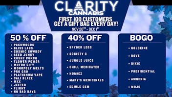 CLARITY Cannabis - Hazel Park UP 50% OFF AT CLARITY ALL WEEK!