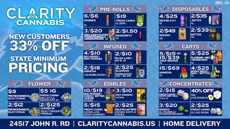 CLARITY Cannabis - Hazel Park SCORE BIG THIS WEEK AT CLARITY!