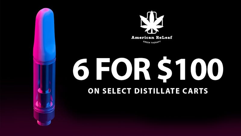 American ReLeaf 6 for $100 Distillate Carts
