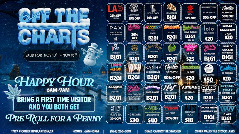 Off The Charts - Artesia Frosty deals all week long ☃️