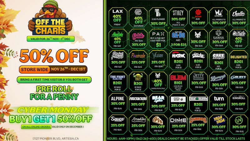 Off The Charts - Artesia 🦃🍃 OUR BEST BUDSGIVING YET!