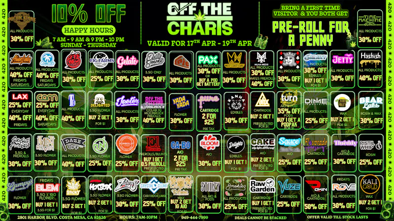 Off The Charts - Costa Mesa 🌳🌨️4/20 IS AROUND THE CORNER🌨️🌳