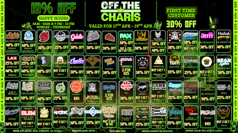 Off The Charts - Cudahy %30 OFF FIRST TIME CUSTOMERS + PRE 4/20 DEALS