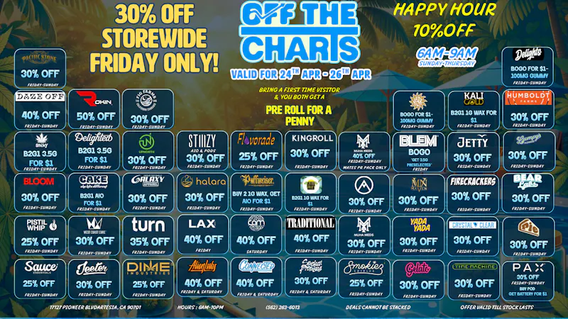 Off The Charts - Artesia 30% OFF 🎉 Friday Only—Block Party Vibes!