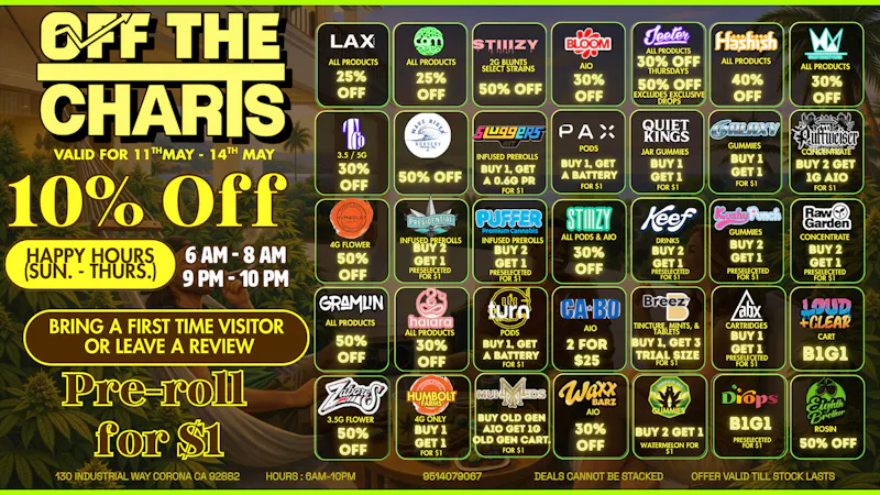 Off the Charts - Corona BEST IN THE I.E ! BOGOS & MORE 😮‍💨🍃😮‍💨🍃😮‍💨