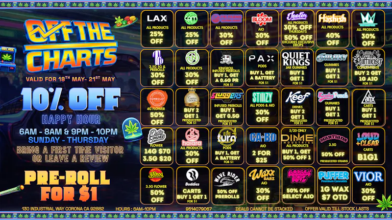 Off the Charts - Corona 😮‍💨🌿Best Prices in ALL THE I.E ! BOGOS ! ☁️💸