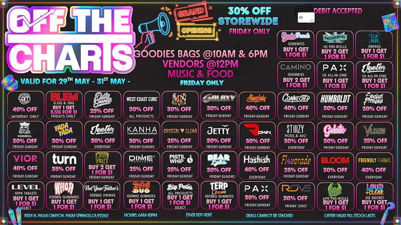 Off the Charts - Palm Springs North 🔥GRAND OPENING!! COME GET YOUR DEALS 🔥