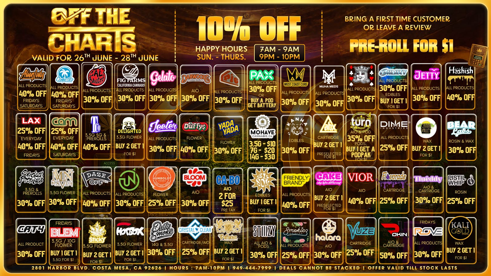 Off The Charts - Costa Mesa 🔥💥DEALS FOR DAYS💥🔥