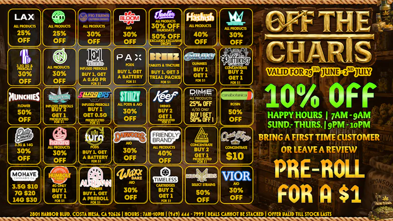 Off The Charts - Costa Mesa 💸✨FIND THE PERFECT DEAL✨💸