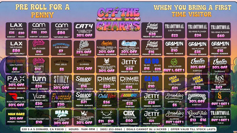 Off the Charts - Oxnard WE PRICE MATCH ANYONE IN OXNARD