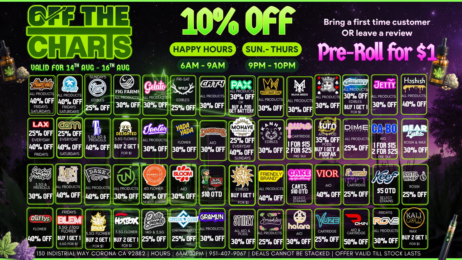Off the Charts - Corona ☁️💸BEST PRICES IN CORONA ! BOGOS ! DEALS !😮‍💨🌿