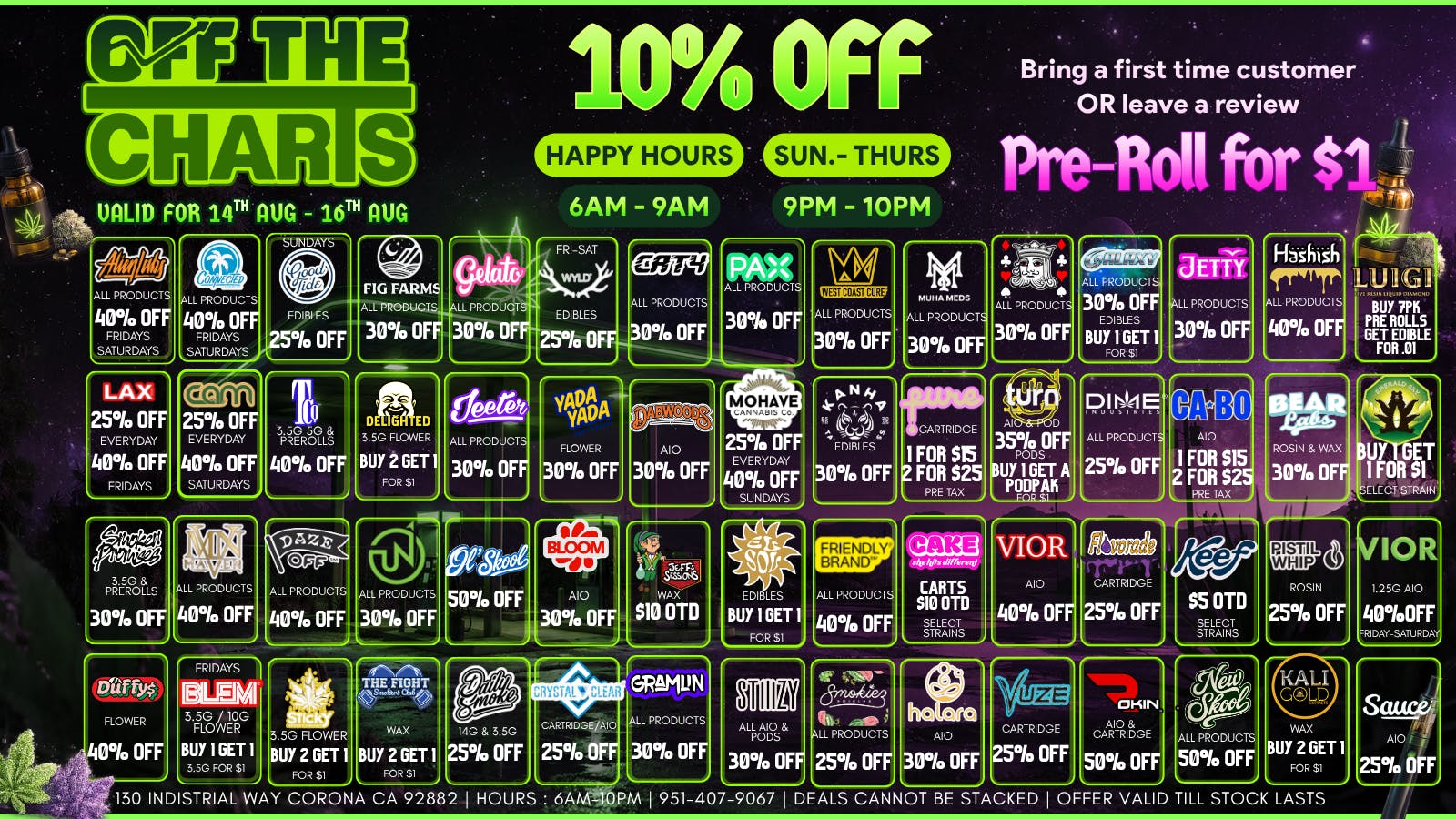 Off the Charts - Corona ☁️💸BEST PRICES IN CORONA ! BOGOS ! DEALS !😮‍💨🌿
