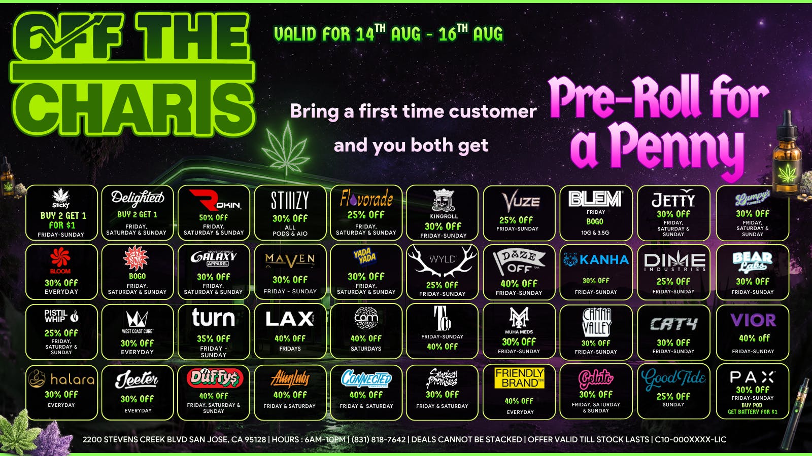 Off The Charts - San Jose 🍃 Spark Up & Save