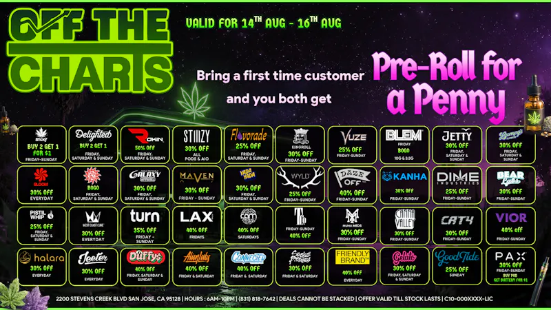 Off The Charts - San Jose 🍃 Spark Up & Save