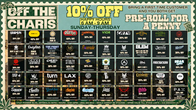 Off The Charts - Artesia Got plans? Cancel ’em. We have weed. 😮‍💨🔥