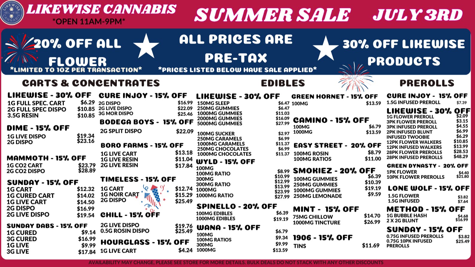 Likewise Cannabis Broadway - Edmond Dispensary LIKEWISE SUMMER SALE JULY 3RD | CLOSED THE 4TH