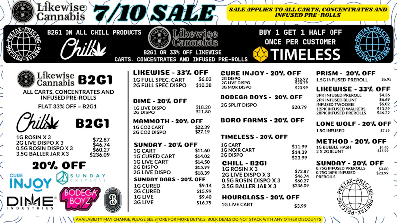 Likewise Cannabis Craft - OKC Dispensary 7/10 DEALS START ON FRIDAY
