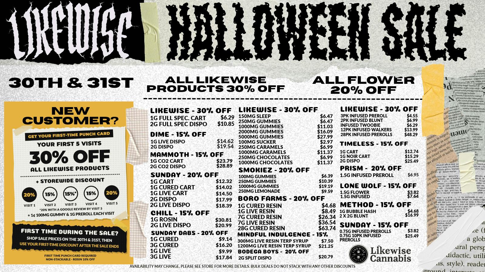Likewise Cannabis Craft - OKC Dispensary LIKEWISE HALLOWEEN SALE | 30th & 31st