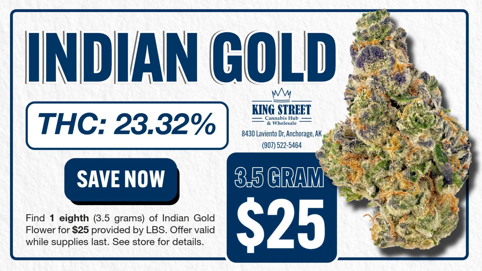 King Street Cannabis Co $25 EIGHTHS | INDIAN GOLD