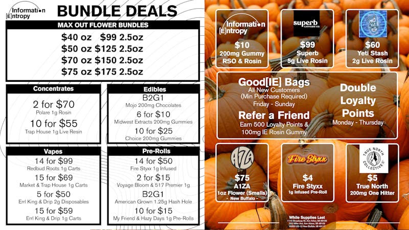 Information Entropy Downtown - Ann Arbor October Specials & Giveaways