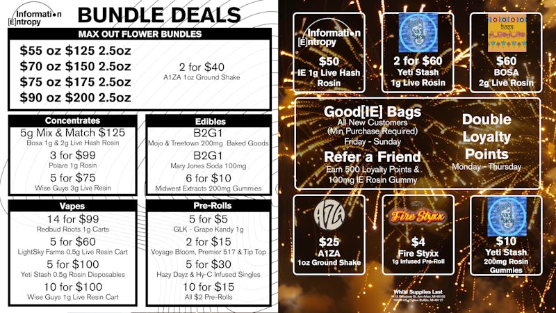 Information Entropy - New Buffalo January Bundles & Every Day Deals