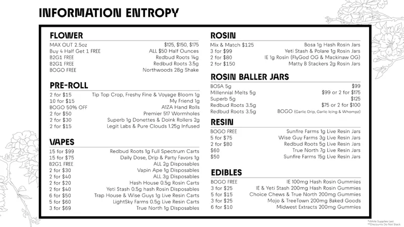Information Entropy - Ann Arbor May Specials & Bundles