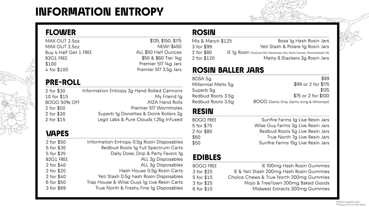 Information Entropy - Ann Arbor May Specials & Bundles