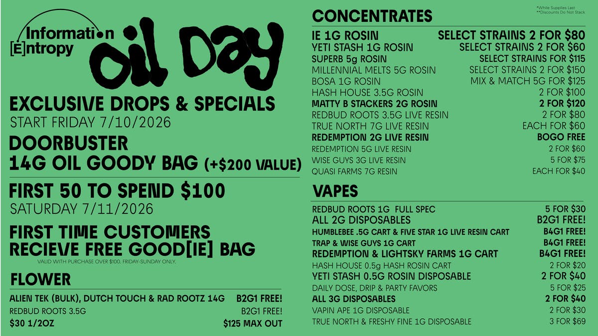 Information Entropy - Ann Arbor 710 Exclusive Drops & Specials