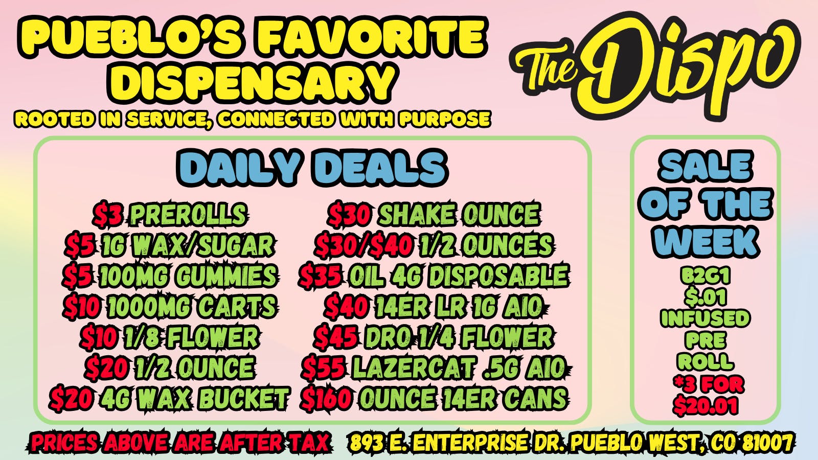 The Dispo $3 JOINT | $5 1G WAX | $10 CART | $20 HI-FUEL 1/8