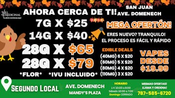 El Medicinal ESTAMOS ABIERTOS! ONZAS EN $65 CON IVU INCLUIDO!
