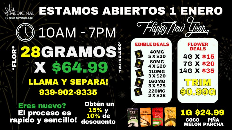 El Medicinal HAPPY NEW YEAR! ESTAMOS ABIERTOS 1 ENERO
