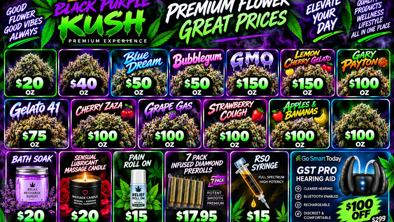 Black Purple Kush 🔥 $20 Oz * $40 Oz * $50 Oz * $75 Oz * $100 Oz 🔥