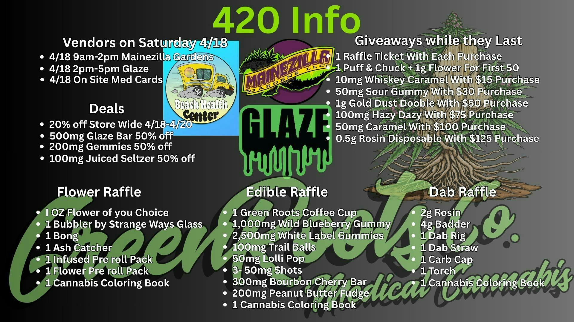 Green Roots Company 4/20 Weekend Deals & More!!!
