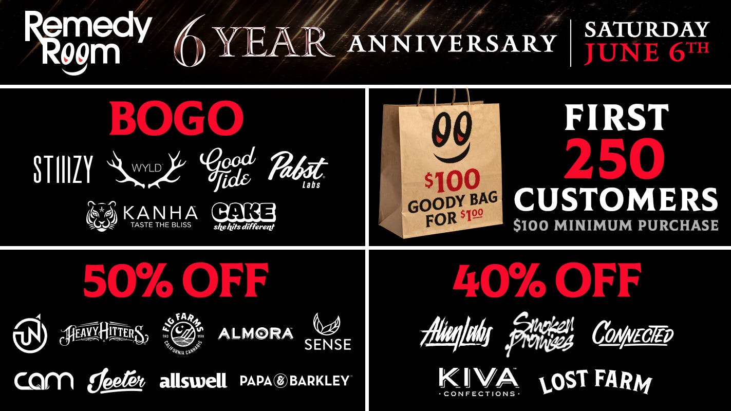 Remedy Room 6 Year Anniversary June 6th: Promos & Goodie Bags!