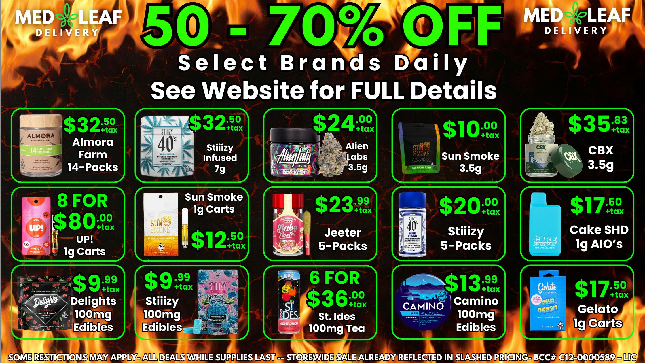 MedLeaf Weed Delivery - San Marcos 50-70% OFF Select Brands DAILY